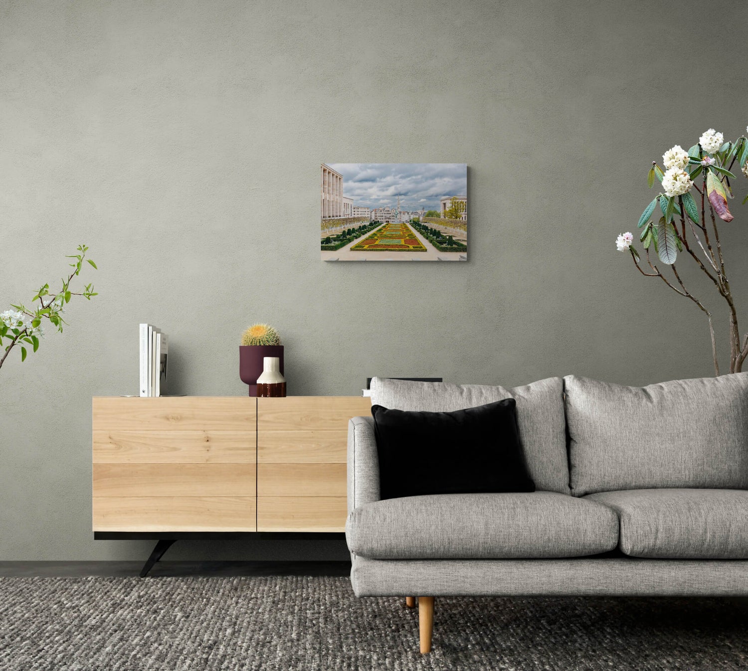 Albertinaplein in Brussel, canvas van 60x40cm, hangend in modern interieur."