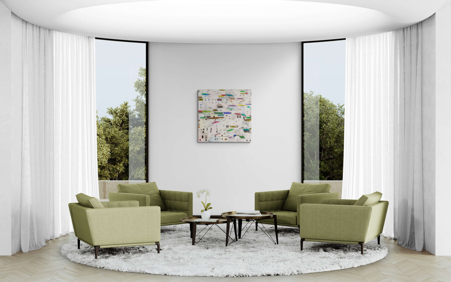 Casares, Andalusië, canvas van 100x100cm, passend in modern interieur - Foto Luc Maes