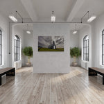 Búðakirkja, zwart kerkje in IJsland, canvas van 150x100cm, passend in modern interieur