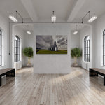 Búðakirkja, zwart kerkje in IJsland, canvas van 180x120cm, groot formaat in modern interieur
