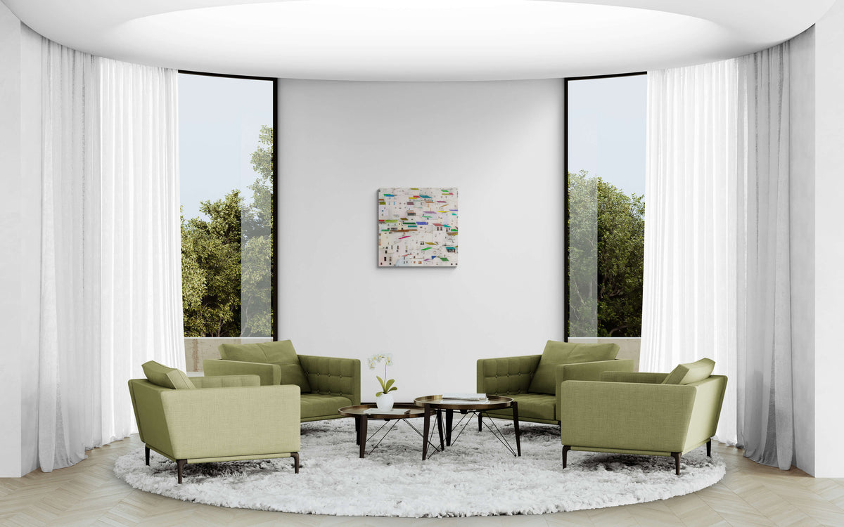 Casares, Andalusië, canvas van 80x80cm, tentoongesteld in modern interieur - Foto Luc Maes