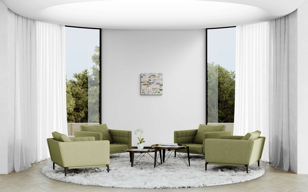 Casares, Andalusië, canvas van 60x60cm, in modern interieur. - Foto Luc Maes