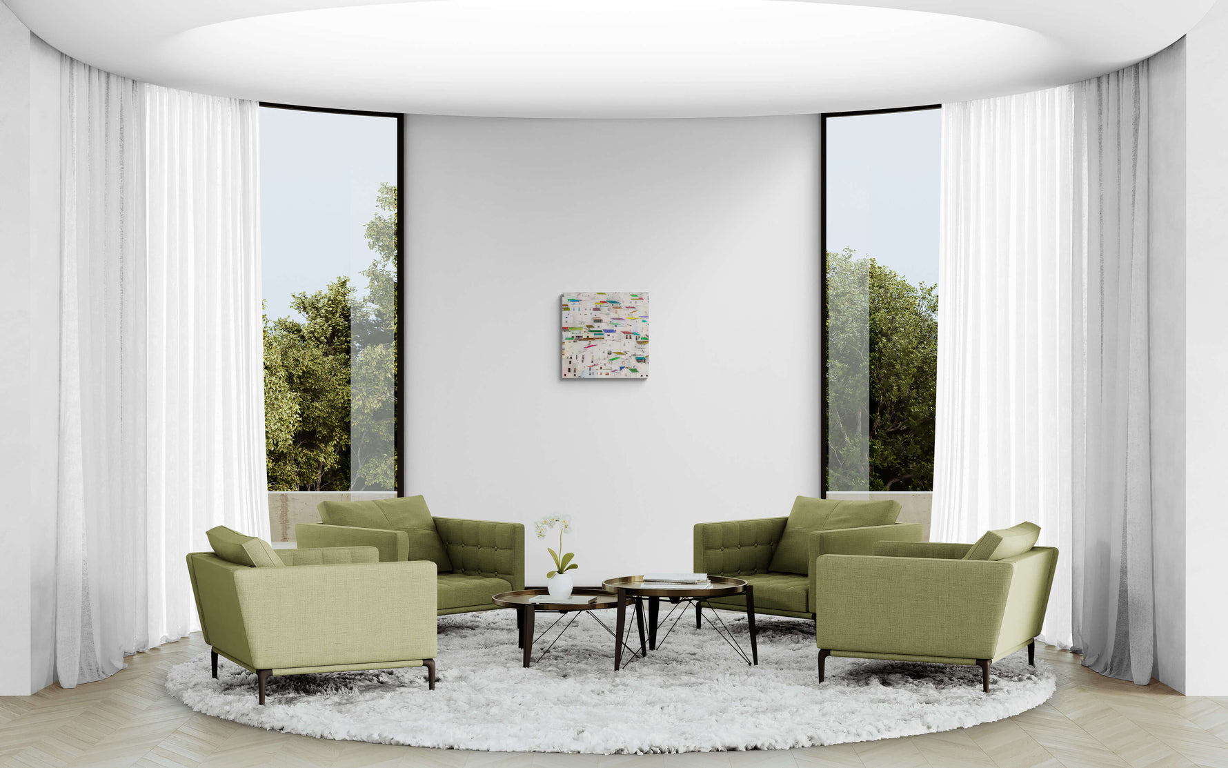 Casares, Andalusië, canvas van 60x60cm, in modern interieur. - Foto Luc Maes