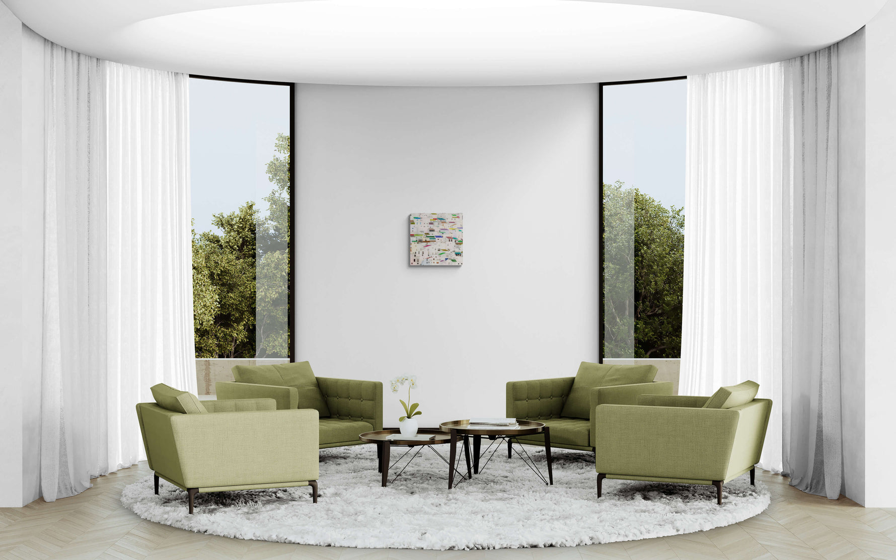 Casares, Andalusië, canvas van 50x50cm, weergegeven in modern interieur - Foto Luc Maes