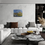 Canvas van Kirkjufell-gebergte met waterval in een IJslands landschap in een stijlvol interieur, formaat 120x80cm.