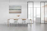 Canvas van golfbreker met standbeeld in Knokke in een modern interieur, formaat 150x100cm.