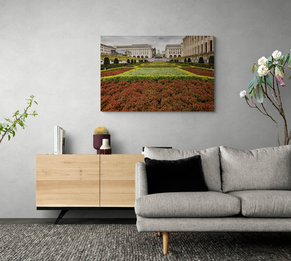 Albertinaplein Brussel op canvas in een modern interieur, formaat 120x80cm