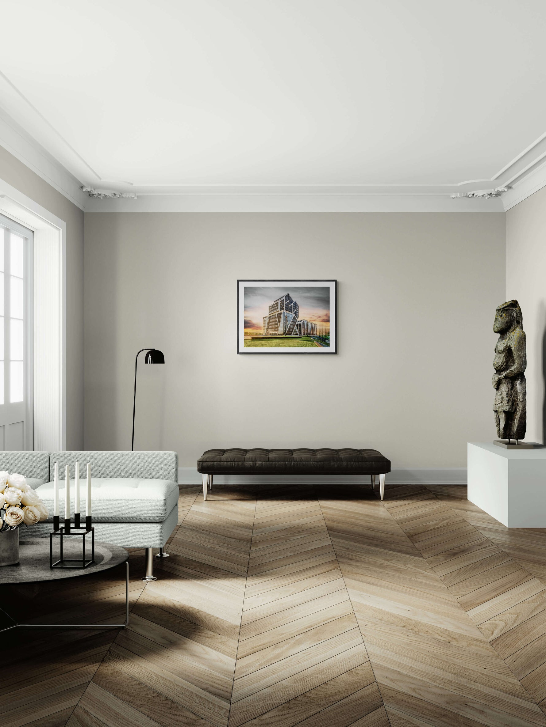Gerechtshof Hasselt foto op canvas in een modern interieur, formaat 90x60cm
