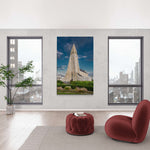 Hallgrímskirkja in Reykjavik, IJsland, canvas van 180x120cm, groot formaat in modern interieur