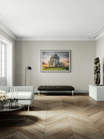 Gerechtshof Hasselt foto op canvas in een modern interieur, formaat 150x100cm.