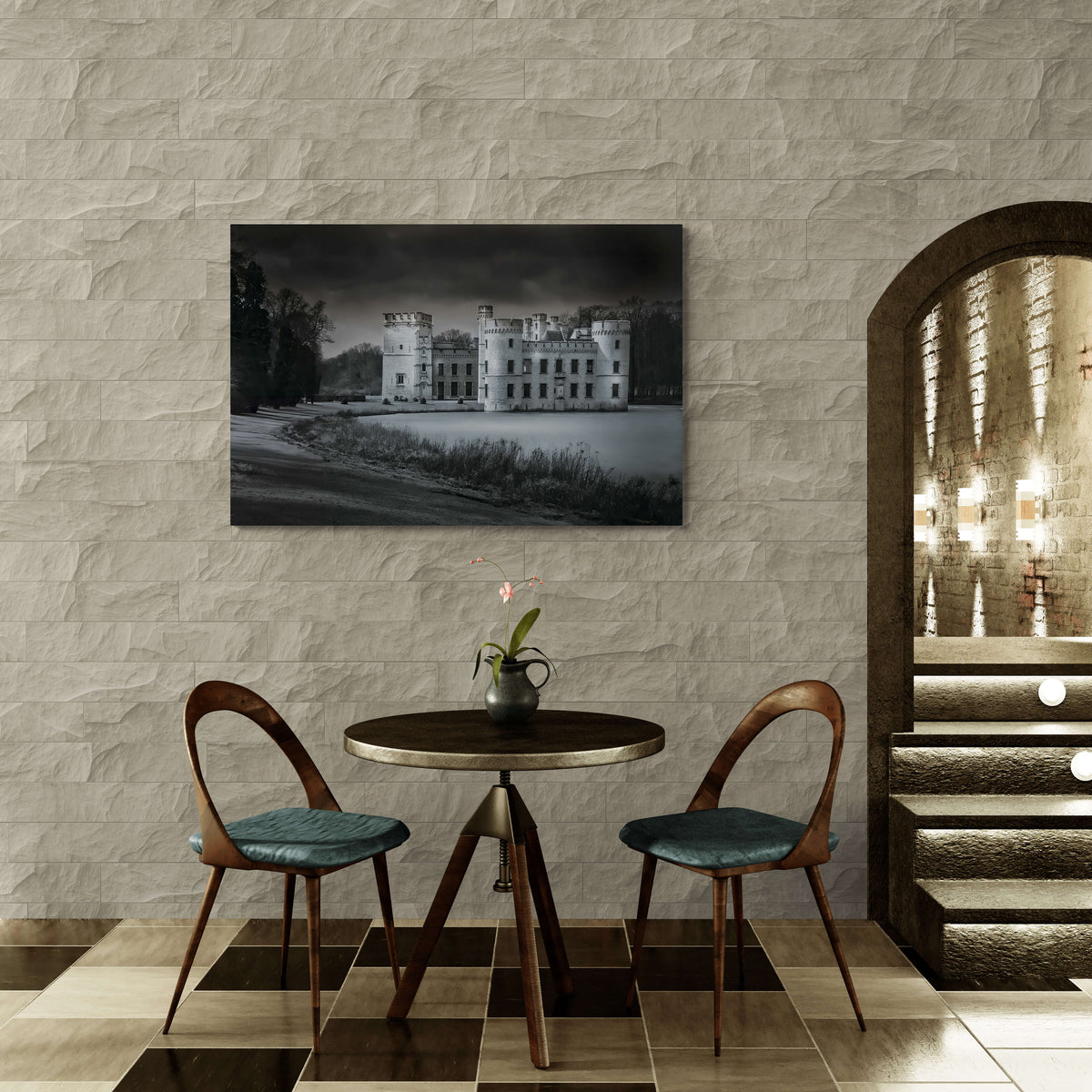Kasteel van Bouchout, Meise, België, canvas van 150x100cm, passend in modern interieur