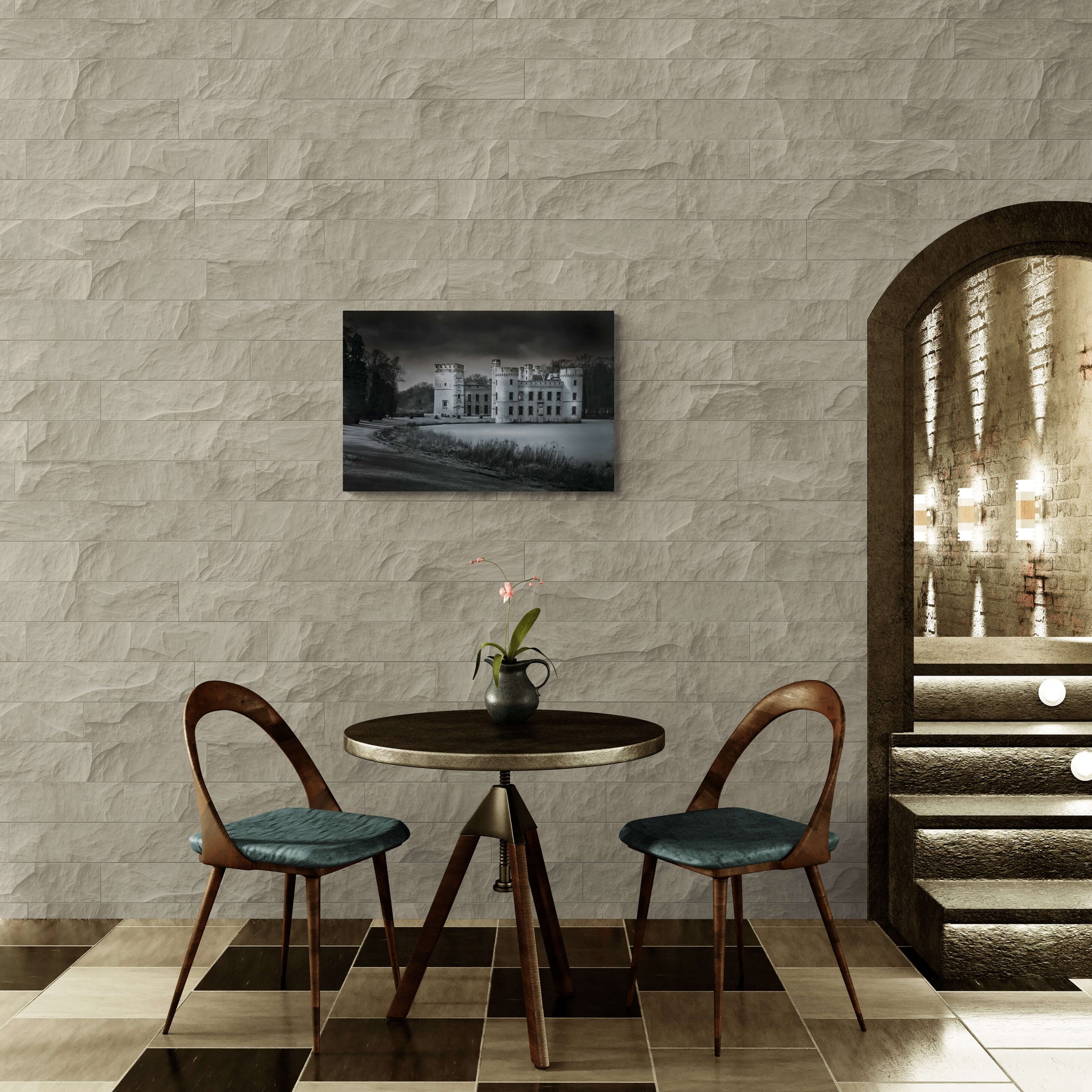 Kasteel van Bouchout, Meise, België, canvas van 90x60cm, passend in modern interieur