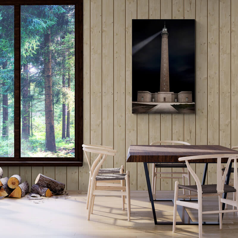 Phare de Gatteville in Normandië, canvas van 120x80cm, tentoongesteld in modern interieur