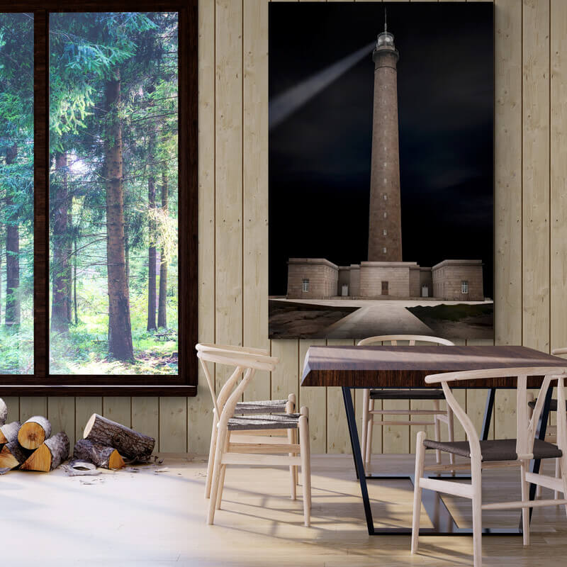 Phare de Gatteville in Normandië, canvas van 180x120cm, groot formaat in modern interieur