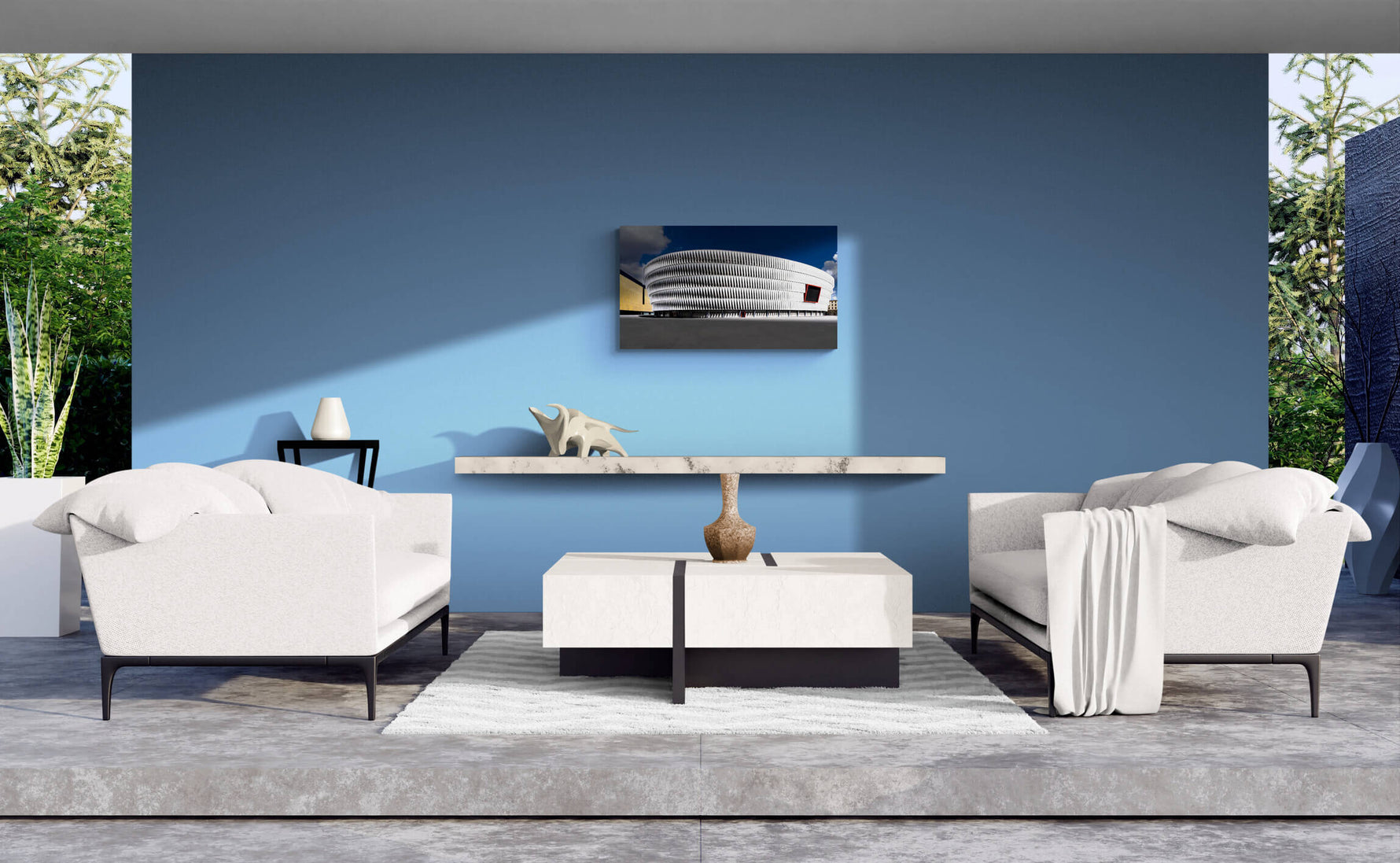 San Mamés stadion in Bilbao, canvas van 90x60cm, passend in modern interieur