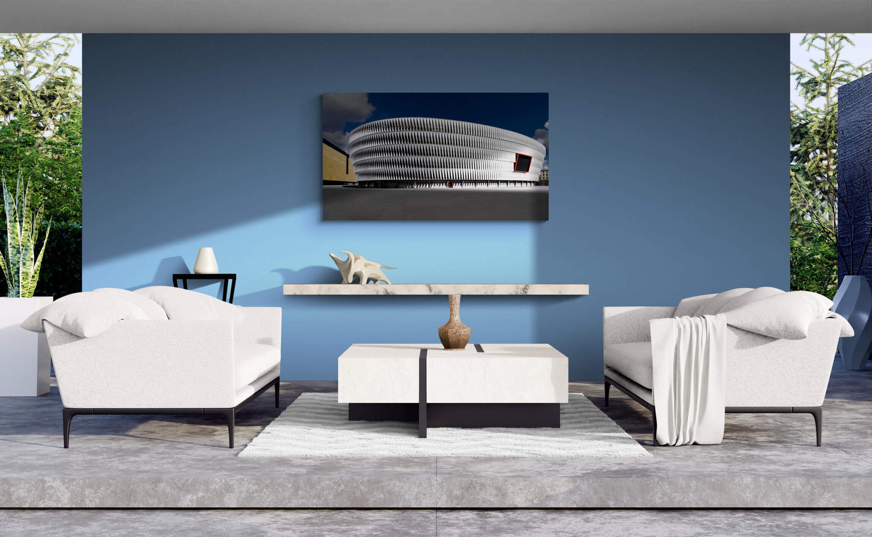 San Mamés voetbal stadion in Bilbao, canvas van 150x100cm, passend in modern interieur