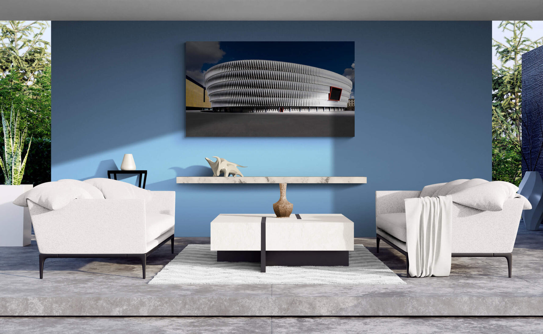 San Mamés voetbal stadion in Bilbao, canvas van 180x120cm, groot formaat in modern interieur