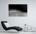 Indrukwekkende zwart-wit foto van de vuurtoren in Oostende, formaat 180x120cm, voor een krachtig statement aan de muur.